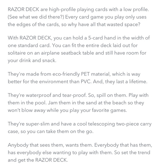 NIP Razor Deck Playing Cards Set - Picture 3 of 5